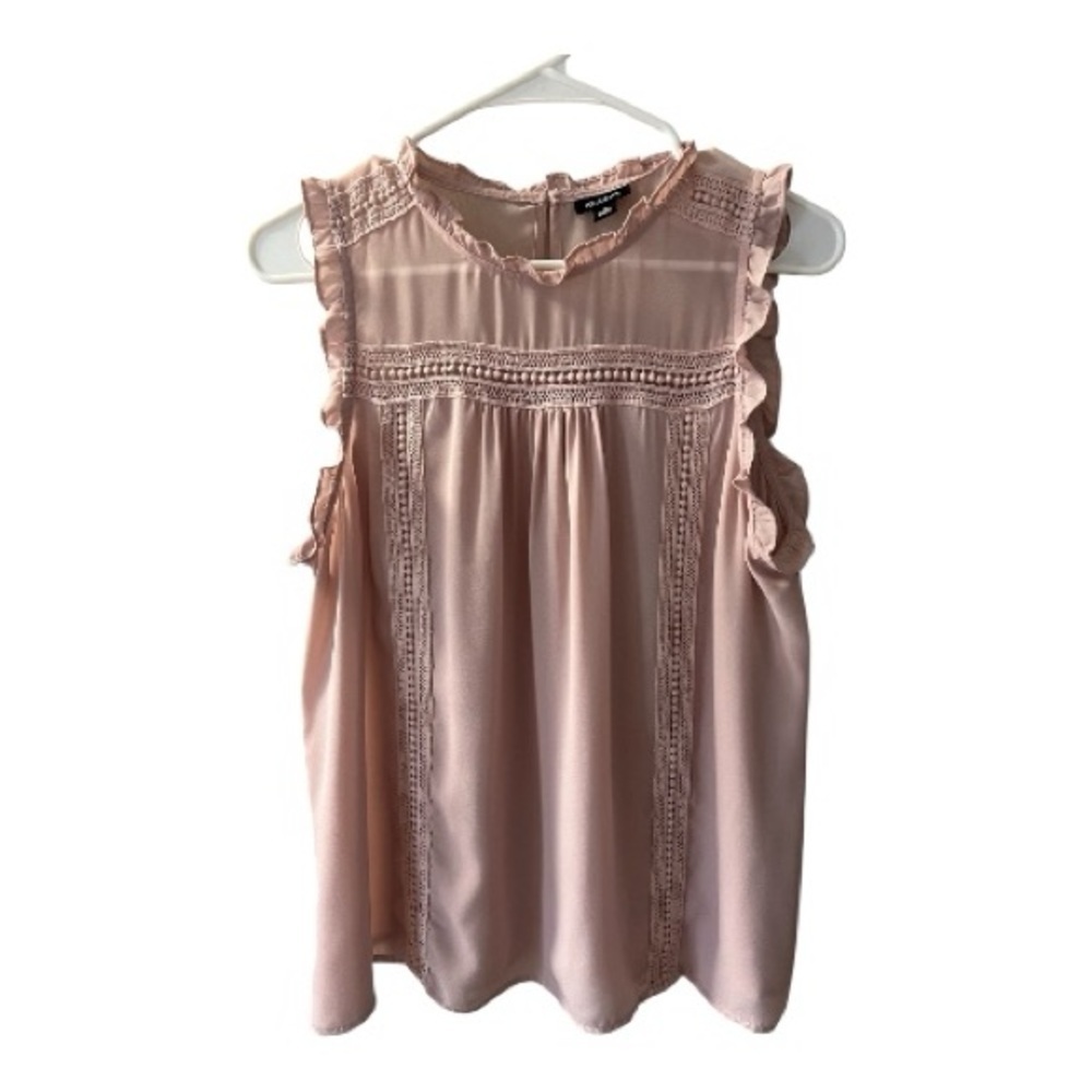 a.n.a Light Pink Ruffled Sleeveless Sheer Blouse size M women
